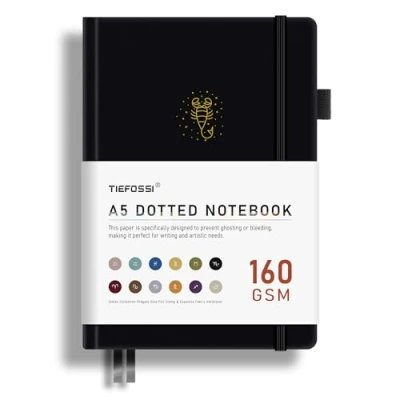 Imagen de TIEFOSSI Bullet Dotted Journal, Papel Grueso de 160GSM, Cuaderno Puntos con Constelaciones, Escorpio para Mujeres, 256 Páginas Cuadrícula Numerados