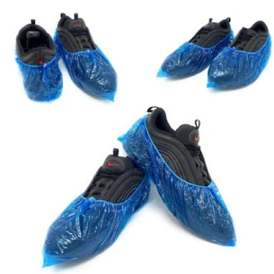 Imagen de 100 cubrezapatos desechables PE 3 g. Alta resistencia a los desgarros Elástico reforzado DPI Dispositivos de protección individual Limpieza para la casa Jardinería Color azul transparente