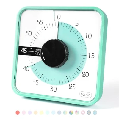 Imagen de TWENTY5 SEVEN temporizador de cuenta regresiva 7.5 pulgadas; visual 60 minutos y 1 hora, herramienta enseñanza en el aula, reunión oficina, reloj mecánico