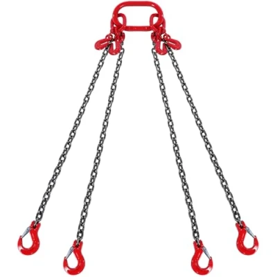 Imagen de VEVOR Eslinga de Cadena Elevación 4 Cadenas con Ganchos y Ajustadores 8mm x 300cm Carga 5000 kg G80 para Carretilla Elevadora, Polipasto Motorizado, Muelle, Sitio Construcción, Fábrica