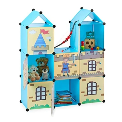 Imagen de Relaxdays Estantería Infantil, Castillo feudal, Plástico, Armario con Puertas, 128 x 110 37 cm, Multicolor, PP