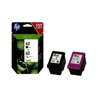 Imagen de Cartucho de tinta HP 62, 2 Pack Negro/Tri color, N9J71AE