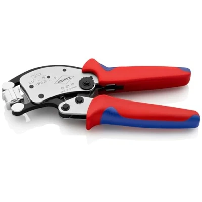 Imagen de Knipex Twistor®16 Alicate autoajustable para crimpar punteras huecas con cabezal giratorio cromado, fundas multicomponentes 200 mm 97 53 18