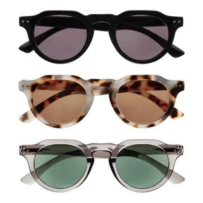 Imagen de OPULIZE RIO Gafas de Lectura Para el Sol Pack 3 Montura Plana Protección UV400 Negro, Marrón Carey, Gris Hombre Mujer SSS53 127 +3.50