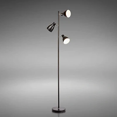 Imagen de B.K.Licht Lámpara de pie diseño I 3 luces Negro Bombilla E27 máx. 25 W (excl.) Altura 1665mm Métalica Para salón, dormitorio y estudio
