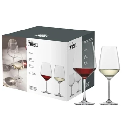 Imagen de Schott Zwiesel Juego de 8 vasos Tulip, 4 copas vino blanco y tinto, aptas para lavavajillas, fabricado en Alemania (número referencia 124094)