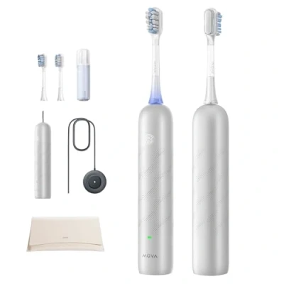 Imagen de Dreame Mova Fresh Pro 3DClean cepillo de dientes con aplicación, Recargable para adultos, 2 cabezales cepillado 3 en 1 y estuche viaje, 30 días duración la batería, Plateado