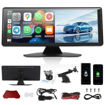 Imagen de Estéreo Inalámbrico Carplay, Pantalla de Coche con Carplay y Android Auto inalambricos: Radio Portatil Tactil, para Control Asistencia por Voz (10,26 IN)