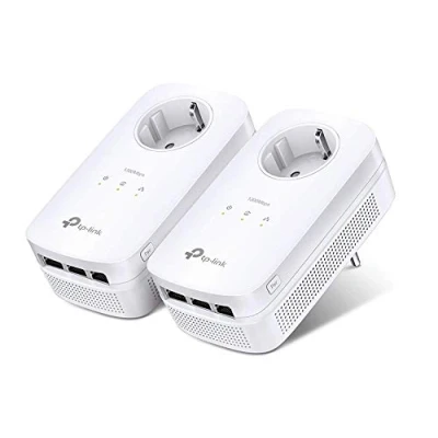 Imagen de TP Link TL PA8030P Kit 2 Adaptadores de Comunicación por Línea Eléctrica (AV1300, PLC, Extensor, Repetidores Red, Cobertura Internet, 6 Puertos, Enchufe, Smart TV, PS4, Sobremesas)