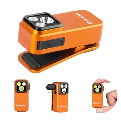 Imagen de OLIGHT Linterna EDC Multifuncional, 500 Lúmenes, 3 Modos de Luz, Clip Magnético (Naranja)