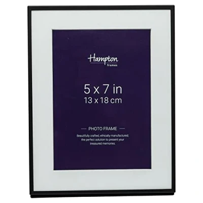 Imagen de Hampton Frames MADRID M138B57 Marco de fotos perfil estrecho con montura biselada, color negro mate, 13 x 18 cm