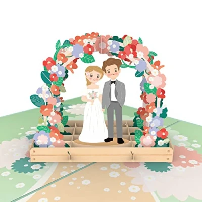 Imagen de papercrush® Tarjeta desplegable de boda para pareja novios Divertida 3D con flores, regalo como felicitación y dinero bodas