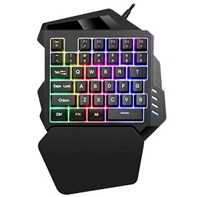 Imagen de Teclado para Juegos con una Sola Mano, 35 Botones, retroiluminación LED + ratón de Juego+ convertidor Compatible N Switch/Xbox One/PS4/PS3/XBOX360 (G94 Color Tres Colores Mezclados)