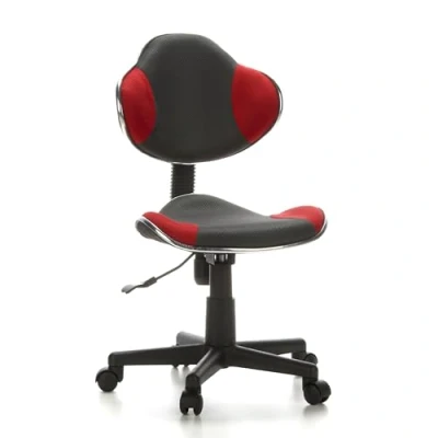 Imagen de hjh OFFICE 633002 Silla Escritorio para niños KIDDY GTI 2 Tejido Gris/Rojo, ergonómico Juvenil, Altura Ajustable