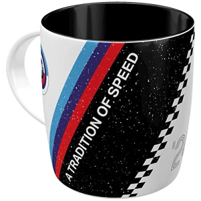 Imagen de Nostalgic Art taza de café retro, 330 ml, Official License Product (OLP), BMW Motorsport Tradition Of Speed Idea regalo para fans BMW, cerámica, diseño vintage