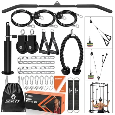Imagen de SERTT LAT y Sistema de polea elevación para Gimnasio, Accesorio máquina Cable Fitness Mejorado tríceps, Equipo Ejercicio Gimnasio en casa