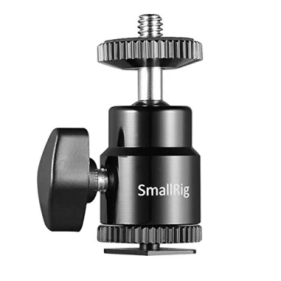 Imagen de SMALLRIG Mini Rotula de Bola, 360 Grados Ball Head Mount con 1/4 Tornillo y Adaptador Zapata Flash, Carga Máxima 6.61lb / 3kg 761
