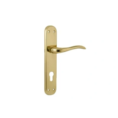 Imagen de Tesa Assa Abloy MOS0L885LP Juego De Manillas Placa Larga Modelo Oslo Latón Pulido Con Bocallave a 85 mm Entrada