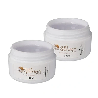 Imagen de Sun Garden Nails economy set 2 x 30 ml UV build up gel fibra de vidrio transparente premium