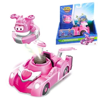 Imagen de Super Wings Spinning Dizzy &amp; Vehicle, supervehículo de Aprox. 14 cm Altura con 2 Modos, Incl. Mini como peonza para Disparar, niños a Partir 3 años