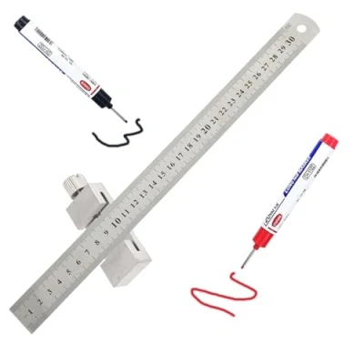 Imagen de regla de acero latón con tope metal, regla, rasgadura, inoxidable, herramienta direccionamiento, ángulo combinación (acero inoxidable)