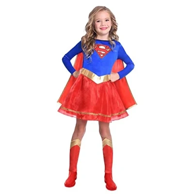 Imagen de amscan Disfraz de Warner Bros Supergirl clásico para niñas y niños (Edad: 3 4 años)
