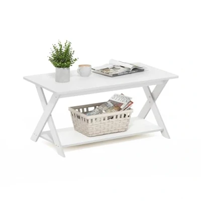 Imagen de Furinno Modern Simplistic Mesa de Centro entrecruzada, Madera ingeniería, Blanco, 9,32 (P) x 40,59 (An) 50,01 (Al) cm