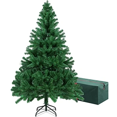 Imagen de Árbol de Navidad PVC Artificial 815 Ramas fácil Montaje Plegable Soporte Metal Reutilizable con Bolsa Almacenamiento Decoración Interior para la (182cm)
