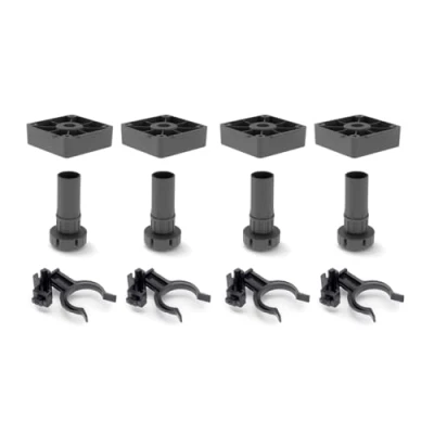 Imagen de EMUCA Patas para Mueble de Cocina con Base Cuadrada, pies plástico Muebles Color Negro, Lote 4 Regulables Alto 100mm