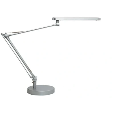 Imagen de Unilux Lámpara de escritorio LED Mambo, regulable 3000 a 5000 K, 900 lux, 7 W, con pinza y pie, color luz ajustable, gris