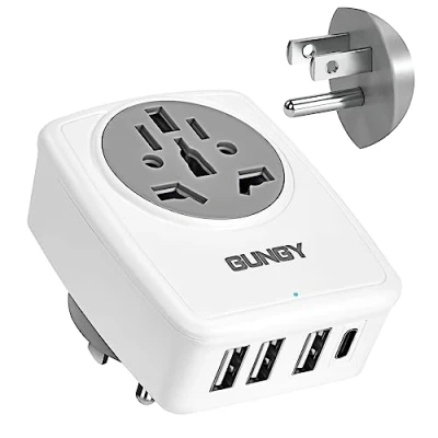 Imagen de Adaptador Enchufe Europeo a Americano Español USA con 3 USB y 1 Tipo C de Viaje Universal para EEUU Canada Mexico B