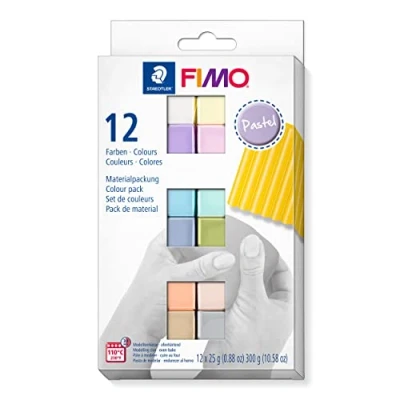 Imagen de STAEDTLER 8023 C12 3ST Pasta de modelar endurecimiento al horno, Color pastell farben, 12 Halbblöcke (8023 3) , color/modelo surtido