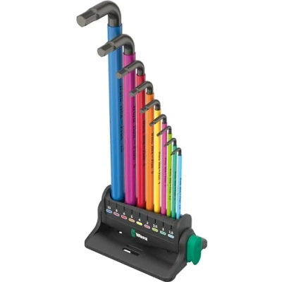 Imagen de Wera 05133165001 950/9 Hex Plus Multicolour 3 Juego de llaves acodadas, métricas, BlackLaser, 12 piezas
