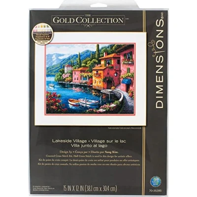 Imagen de Dimensions Gold Collection Lakeside Village Counted Cross Stitch Kit 15&quot;X12&quot; 16 Count