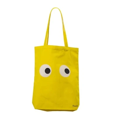 Imagen de Fisura tote bag “ojos amarilla. Bolsa de algodón 100%. original. Bolas compra algodón. Bolso totebag 43 centímetros x 37