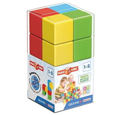 Imagen de Geomag Magicube 8 Cubos Bloques de Construcción Magnética para Niños Green Line Juguetes Educativos Plástico 100% Reciclado