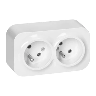 Imagen de Miratic Enchufe Pared Versión Francesa Toma de Corriente IP20 Superficie 16A/230VAC Duradero y Seguro para Uso Doméstico Comercial (2 tomas)
