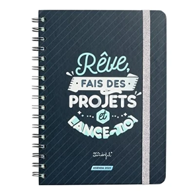 Imagen de Mr. Wonderful Agenda clásica 2023 Semana Sueño, haz proyectos y comienza, WOA2212290FRZ0, Azul
