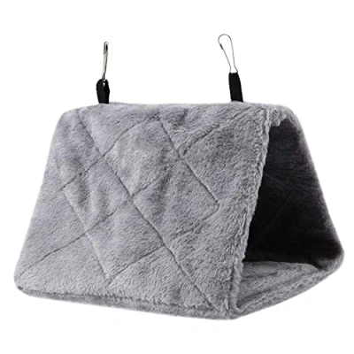 Imagen de TOPINCN Peonía Loro Hamaca Aves Nido Cálido Suave Felpa Colgando Carpa Jaula para Pájaros Invierno Cama Mascota Juguete Bolsa Algodón Cama(S Gris)