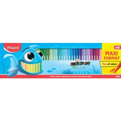 Imagen de Maped Rotuladores de Colores para Niños Color&#039;s Peps Ocean&#039;s 48 con Punta Media Tinta Lavable Ideal Dibujar y Colorear Variedad