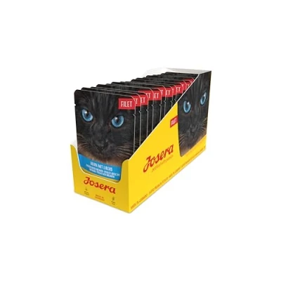 Imagen de Josera Filete de Pollo con salmón, 16 x 70 g, Comida para Gatos sin Cereales trozos Filete, húmeda súper Premium Adultos, Paquete