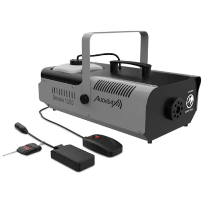 Imagen de Audibax Smoke 1200 Maquina de Humo para Fiestas Niebla con Mando a Distancia Potencia 1200W Capacidad 2,3 L por Minuto 295m3 Calentamiento en 8 min