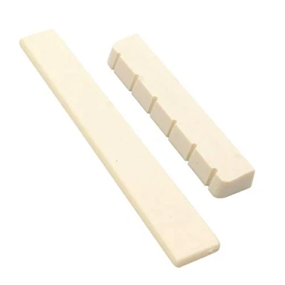 Imagen de Alnicov Cejilla y puente para guitarra, de hueso ganado ranurado, reemplazo guitarra acústica 6 cuerdas