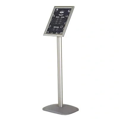 Imagen de DISPLAY SALES soporte para carteles DIN A3 de póster con 297 x 420 mm. Plata informativo (1,20 m Altura Total). inoxidables pesado placa aluminio