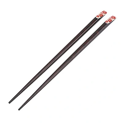 Imagen de palillos japoneses, 1 par de madera natural reutilizables estilo japonés flores cerezo patrón para el sushi, fideos, arroz, Ramen, 9.1inch