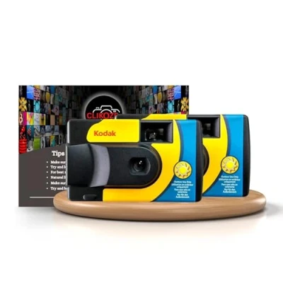 Imagen de Paquete múltiple de cámaras desechables Incluye 2 Kodak Daylight Saver un solo uso con 39 EXP y tarjeta consejos fotografía Clikoze