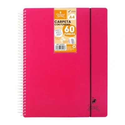 Imagen de Starplast Carpeta Con Fundas Espiral Flexible Organizadores, 60 fundas, Transparentes Lisas, A4, Tapa Plástico Resistente, Uso Escolar, Personal o de Oficina Color Magenta.
