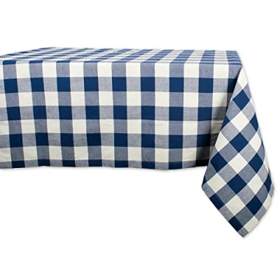 Imagen de DII Mantel 100% algodón, Lavable a máquina, Cena y Vacaciones, servilletera/Camino de Mesa, Navy &amp; Cream Buffalo Check, 60 x104 Inches
