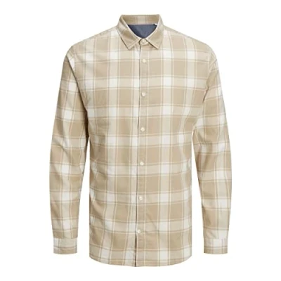 Imagen de Jack &amp; Jones Jjegingham Camiseta de Sarga L/S Noos Camisetas L/S, Hombre, Beige (Crockery), XXL