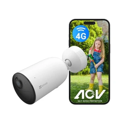 Imagen de EZVIZ 4G Camara Vigilancia Exterior Sin WiFi con Batería Recargable 5200mAh, 2K AOV Modo, Detección de Persona/Vehículo, Visión Nocturna en Color, Audio Bidireccional, Defensa Activa, CB3